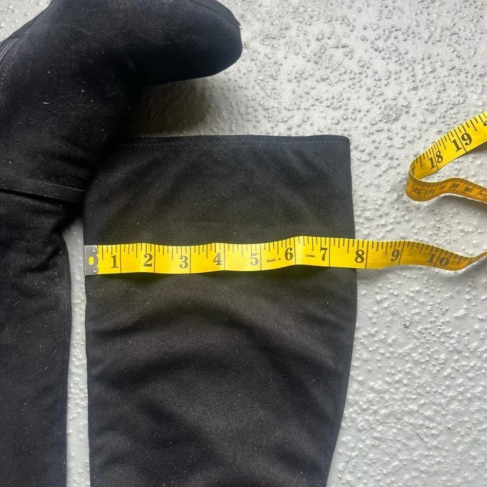 Impo Black Stretch Suede‎ Over-The-Knee Heeled Boots Size 10 Block Heel Y2K